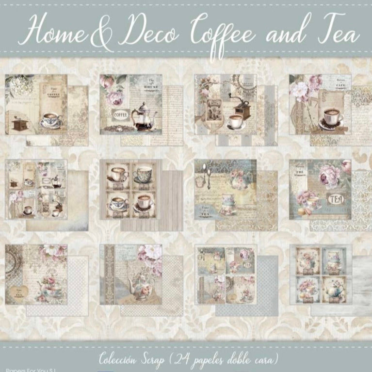 Home&Deco Coffee and Tea Midi Scrap Paper Pack 8x8 inch (24pcs)- Papers For You