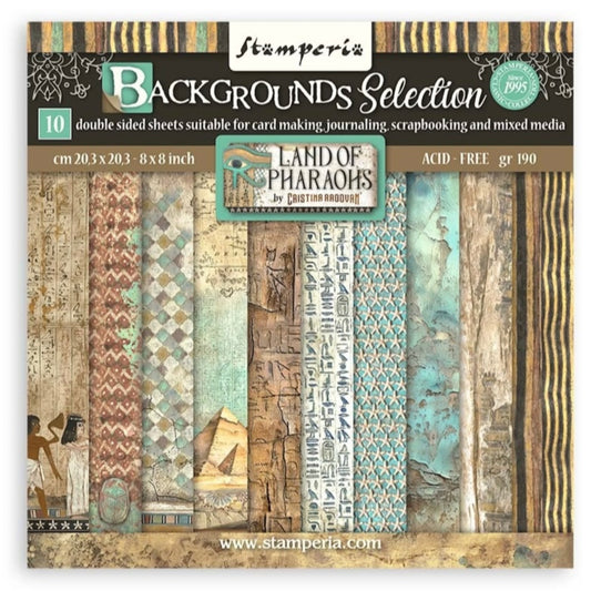 Land of Pharaohs Backgrounds 8x8 Inch Paper Pack - Stamperia