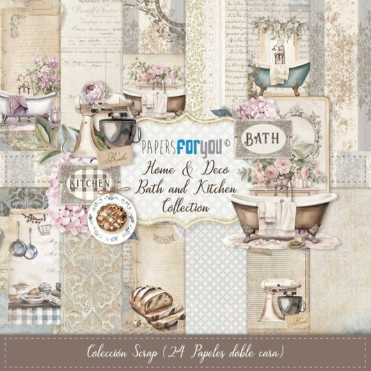 Home&Deco Bath and Kitchen Midi Scrap Paper Pack 8x8  (24pcs) - Papers For You