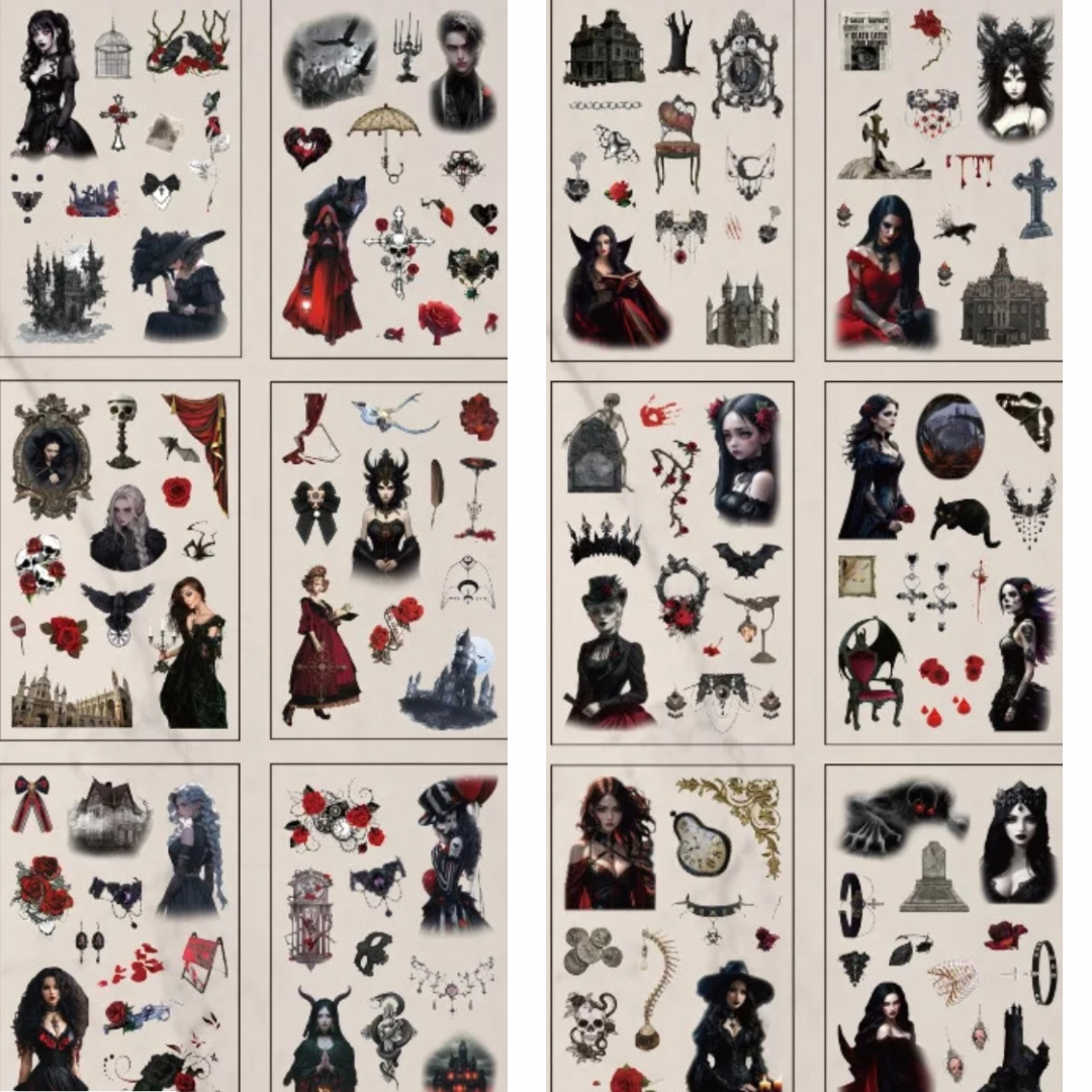 Gothic Stickers - 24 sheet set - scrapbooking
