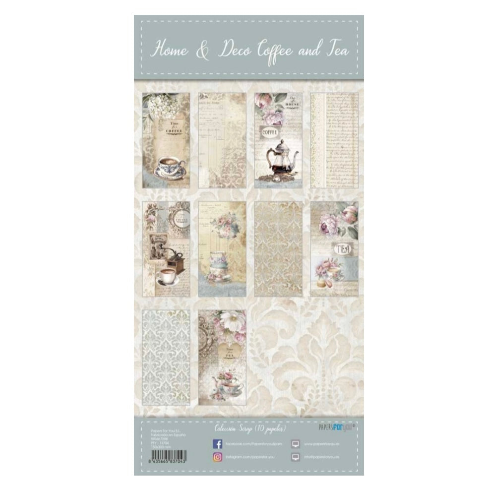 Home&Deco Coffee and Tea Slim Scrap Paper Pack (10pcs) - Papers For You