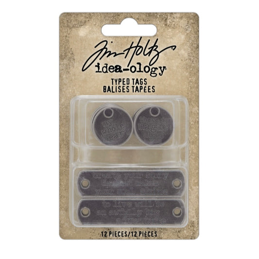 Tim Holtz Typed Tags - Embellishments 12pc