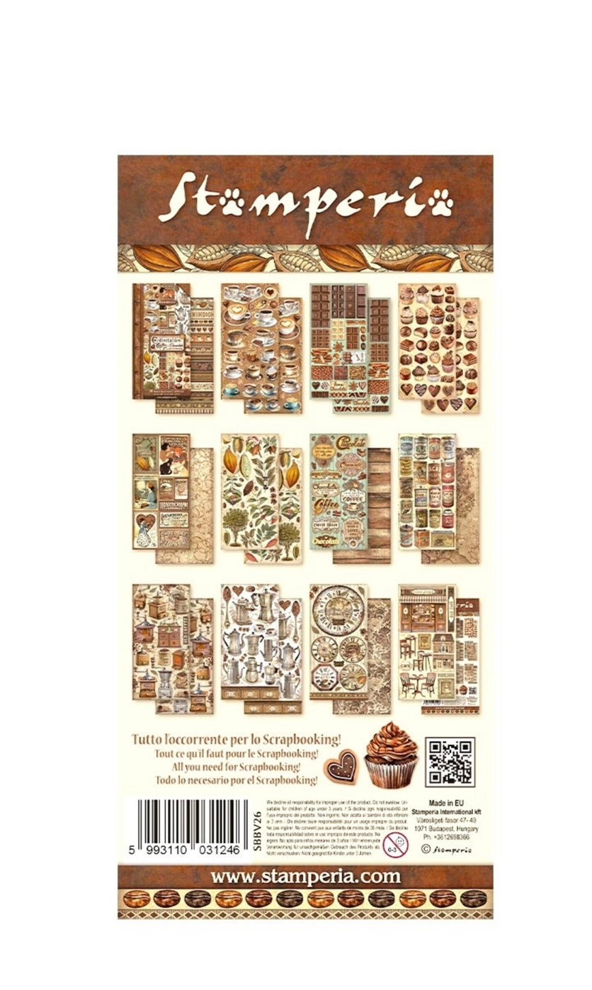 Coffee and Chocolate Collectables 6x12 Inch Paper Pad - Stamperia