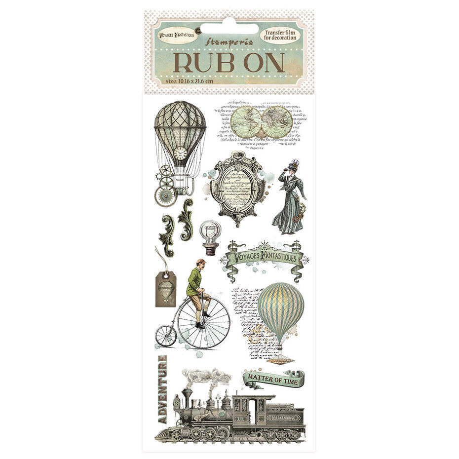 Voyages Fantastiques Rub-On 4x8,5 Inch Balloons  - Stamperia