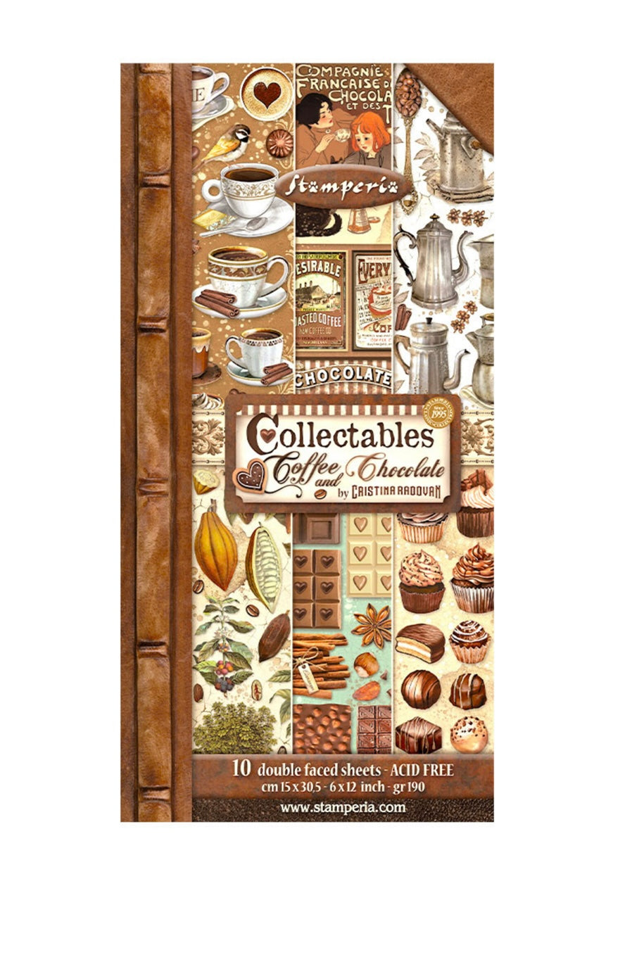 Coffee and Chocolate Collectables 6x12 Inch Paper Pad - Stamperia