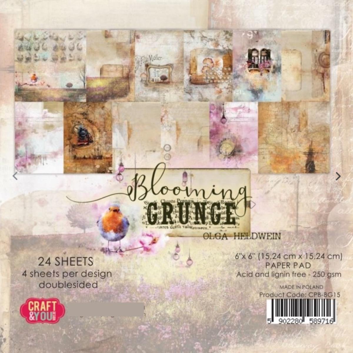 Blooming Grunge 6x6 Paper Set - Craft & You Design