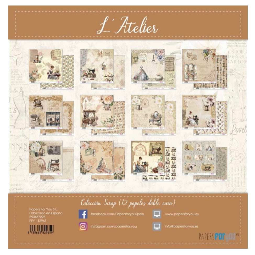 Papers For You - L'Atelier Scrap 12x12 Paper Pack (12pcs)