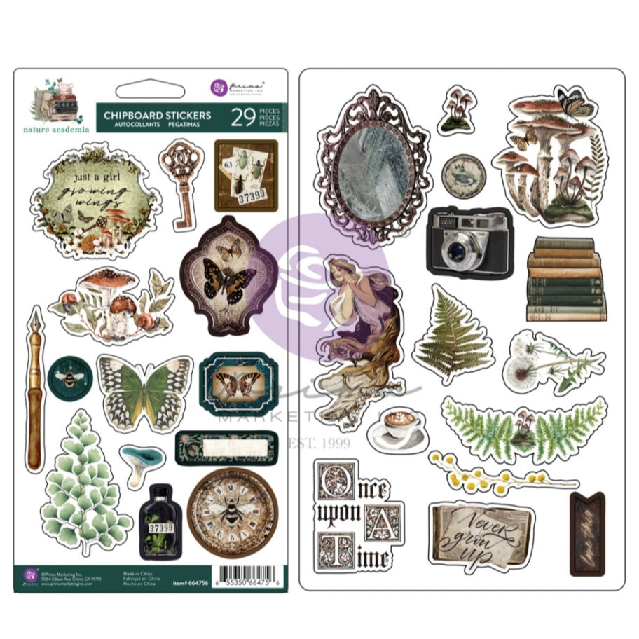 Nature Academia Chipboard Stickers (29pcs) - Prima Marketing