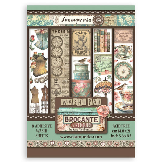 Brocante Antiques A5 Washi Pad (8pcs) - Stamperia