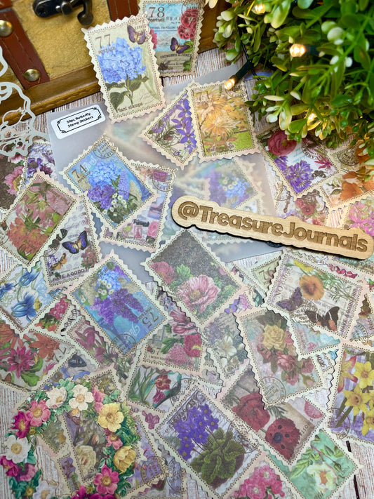 50pc Vintage Stamp Stickers