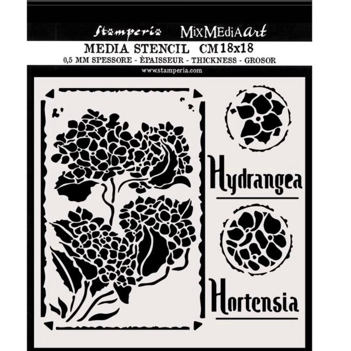 Thick Stencil 18x18cm Hortensia Frames - Stamperia