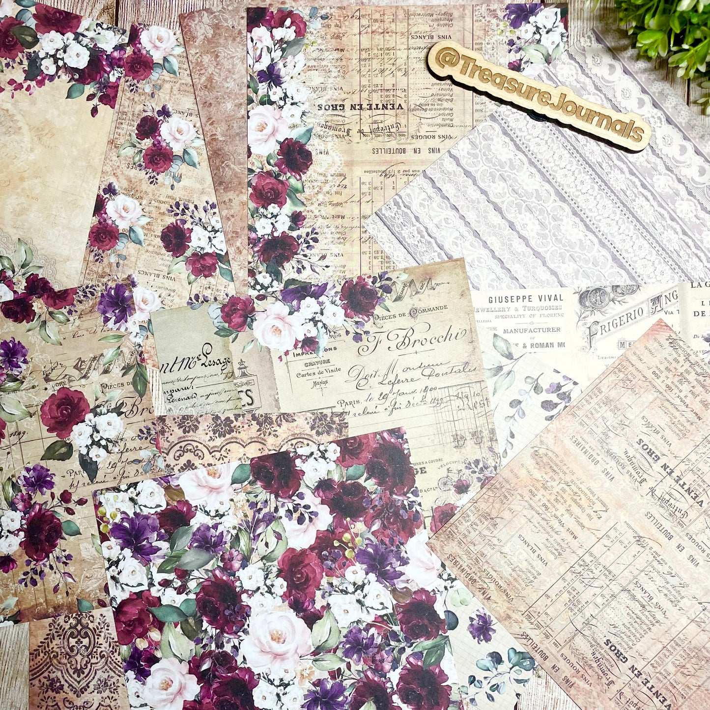 Dark Florals Ephemera 6x6 12pc Paper Pack