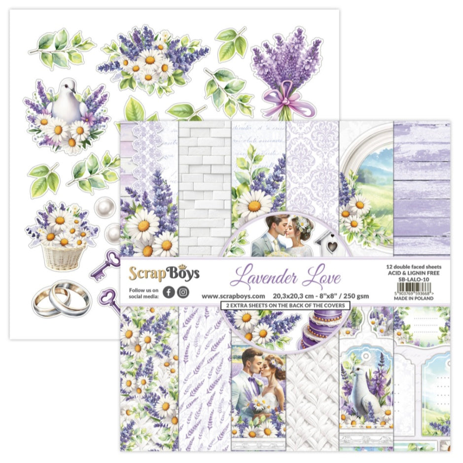 Lavender Love 8x8 Inch Paper Pad - Scrapboys