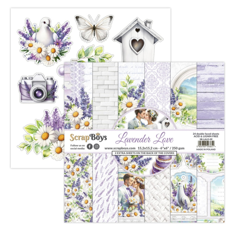 Lavender Love 6x6 Inch Paper Pad - Scrapboys