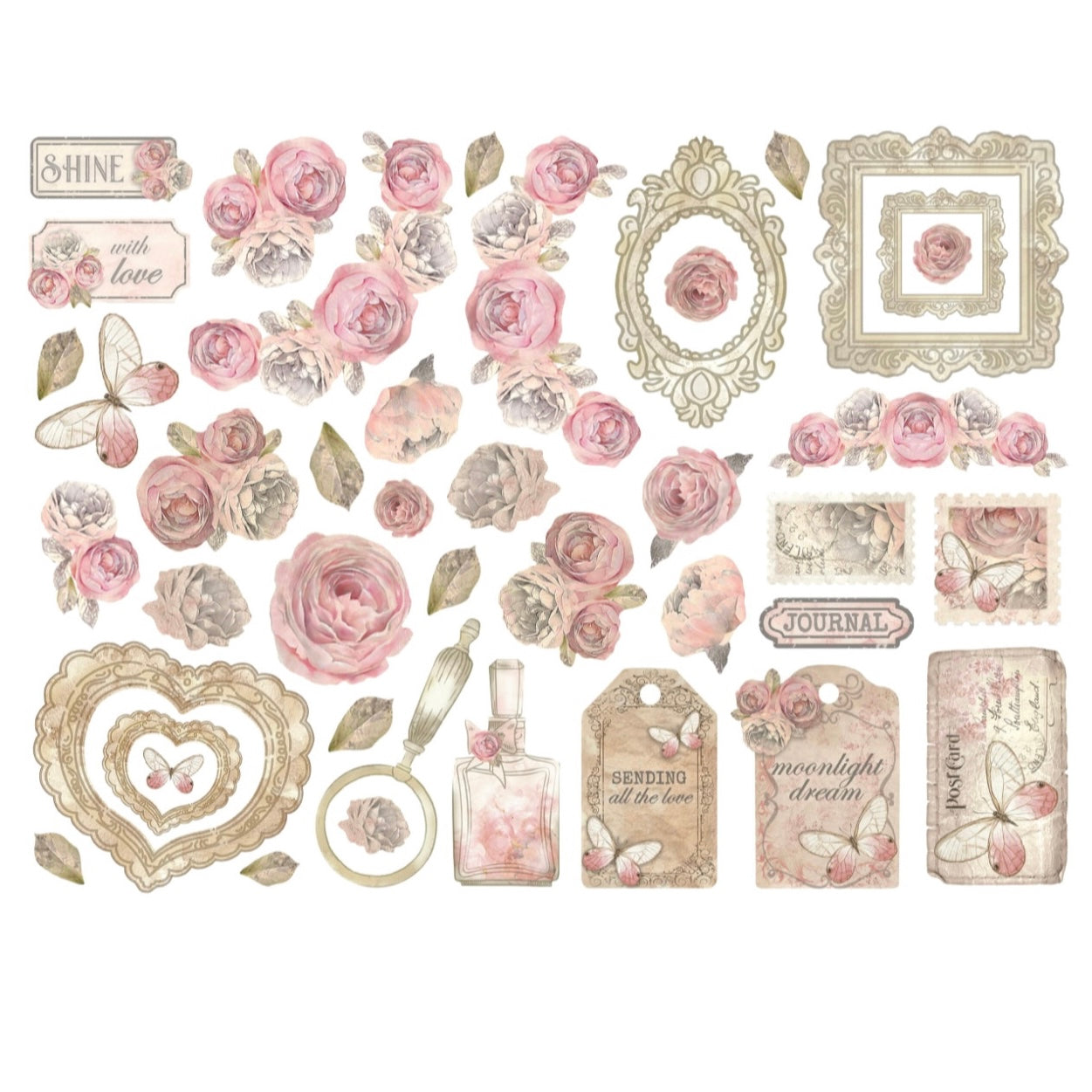 Shabby Rose Die Cuts Assorted (42pcs) - Stamperia