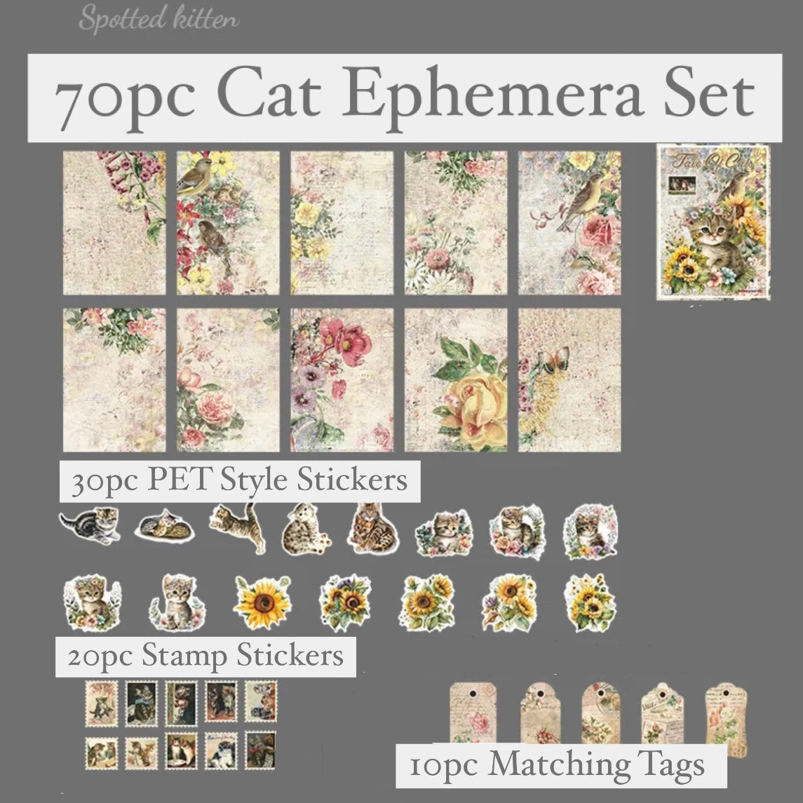 Tale of Cats - 70pc Cat Ephemera Pack