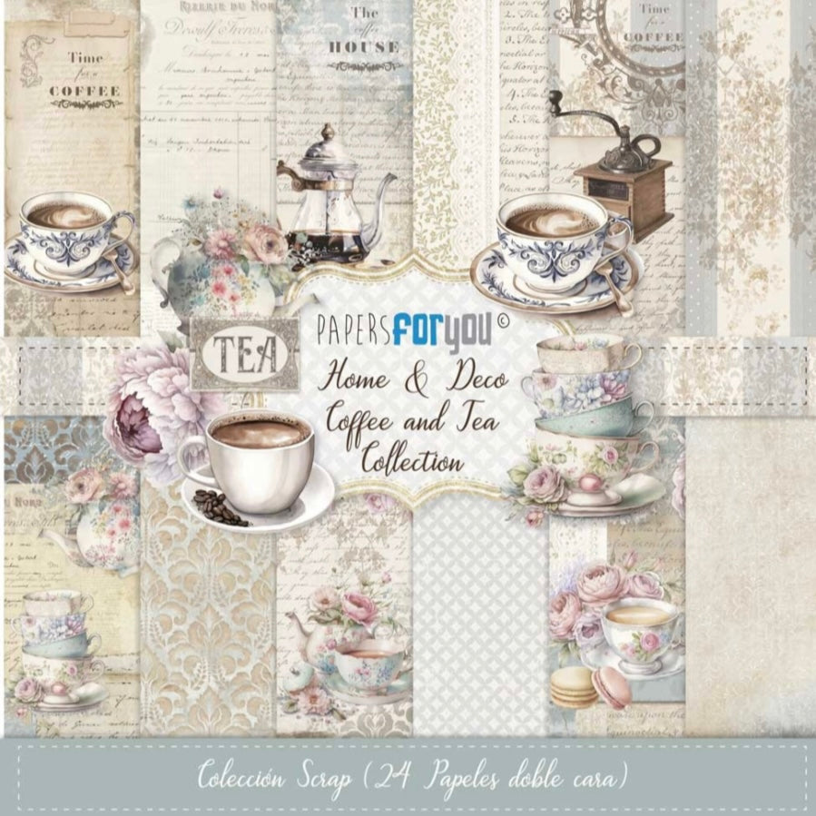 Home&Deco Coffee and Tea Midi Scrap Paper Pack 8x8 inch (24pcs)- Papers For You