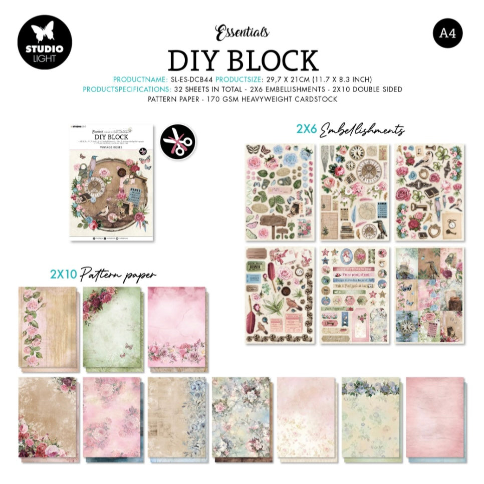 Vintage Roses DIY Block - Studio Light