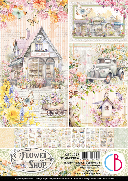 Ciao Bella - Flower Shop - A4 Creative Pad - Ephemera