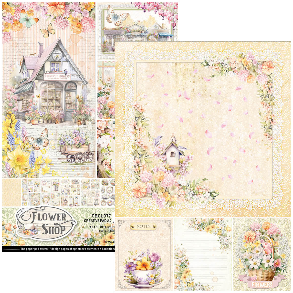 Ciao Bella - Flower Shop - A4 Creative Pad - Ephemera