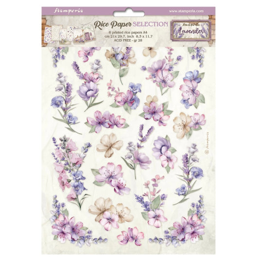 Stamperia - Lavender A4 Rice Paper Selection (6pcs)