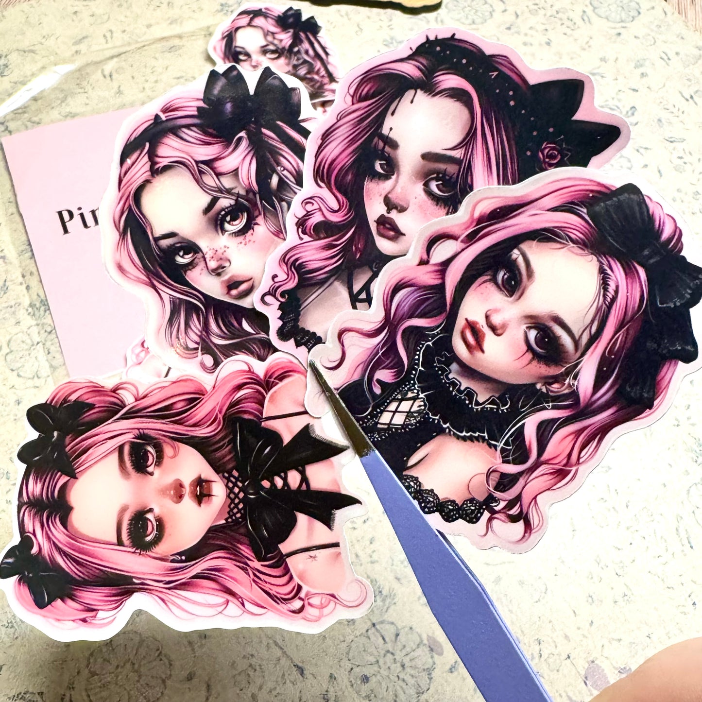 Pink Gothic Girlies Stickers - Treasure Journals