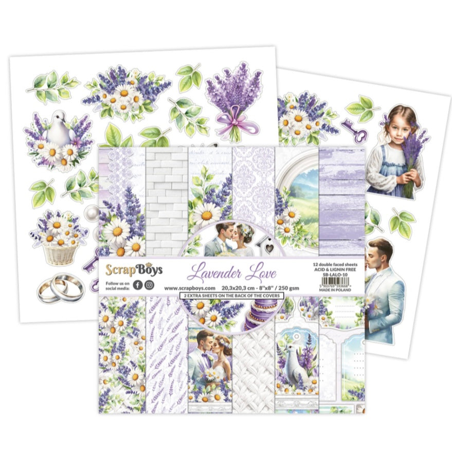 Lavender Love 8x8 Inch Paper Pad - Scrapboys