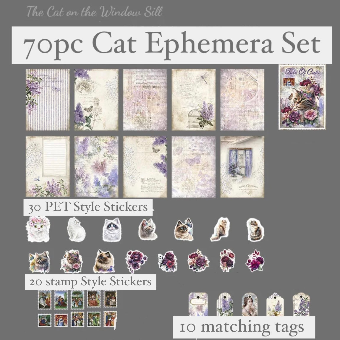 Tale of Cats - 70pc Cat Ephemera Pack