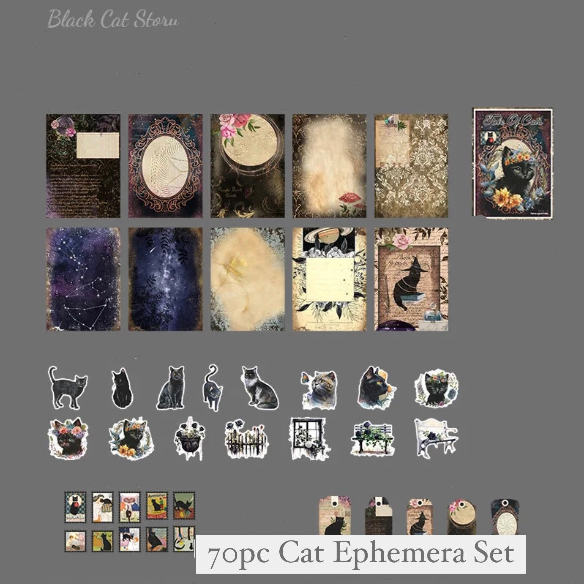 Tale of Cats - 70pc Cat Ephemera Pack