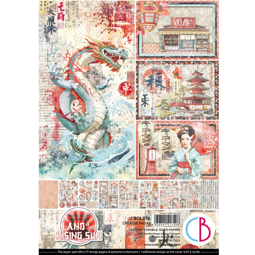 Land Of The Rising Sun A4 Creative Ephemera Pad by Ciao Bella