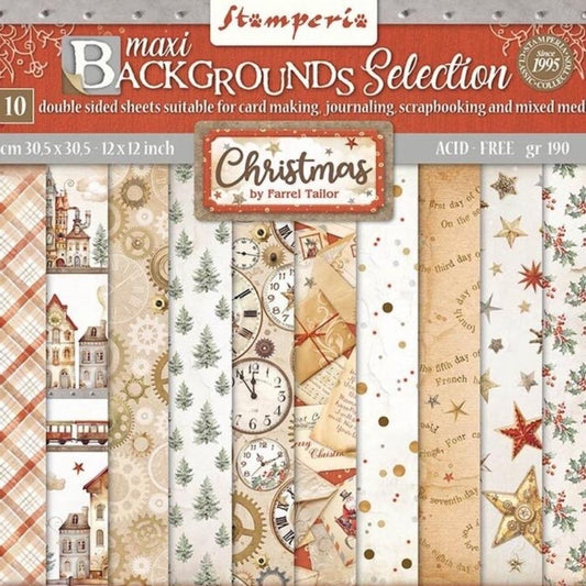 Stamperia - Gear up for Christmas 12x12 Inch Paper Pack Maxi Background Selection