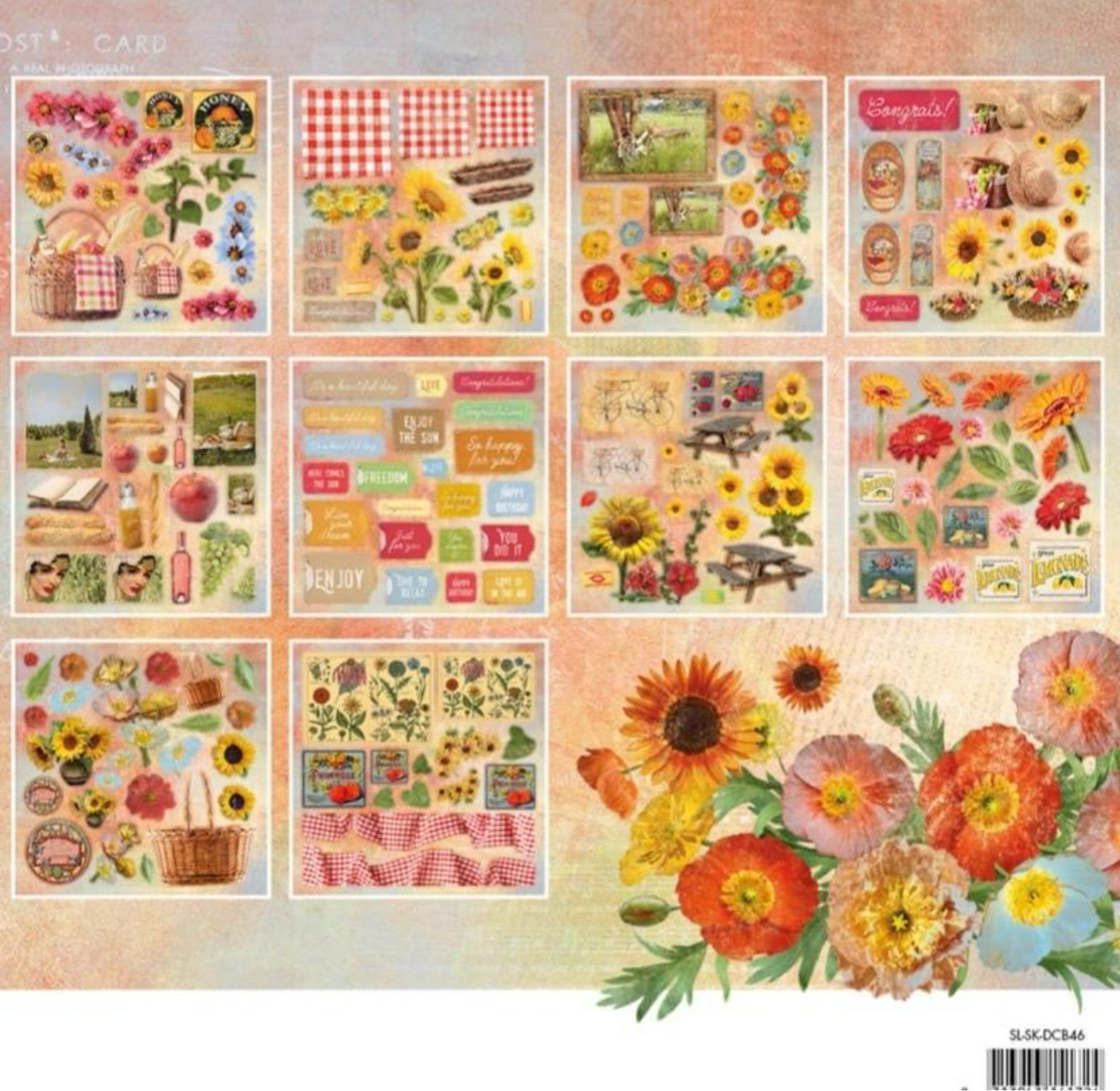 Studio Light - Sunflower Kisses 8x8 Inch Die Cut Pad Elements