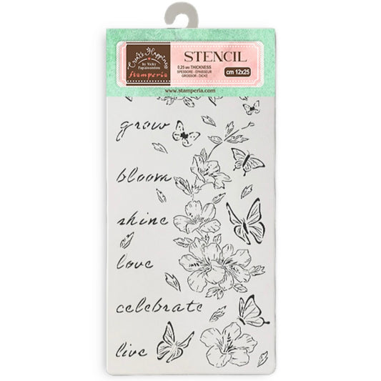 Secret Diary Thick Stencil 12x25cm Flowers and Butterfly - Stamperia