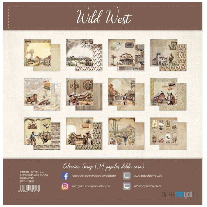 Wild West Mini Scrap Paper Pack 6x6" (24pcs) - Papers For You