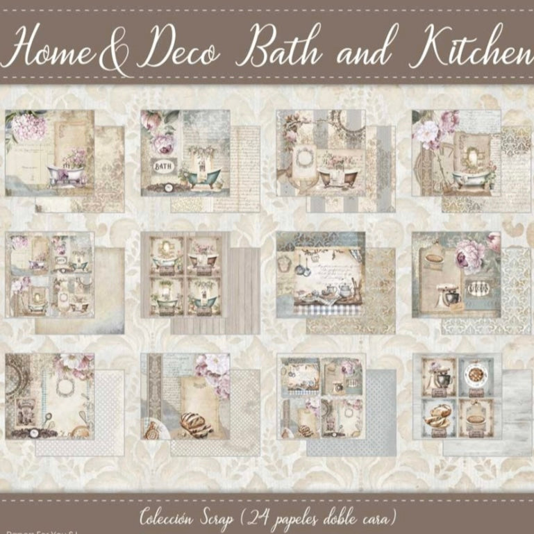 Home&Deco Bath and Kitchen Midi Scrap Paper Pack 8x8  (24pcs) - Papers For You