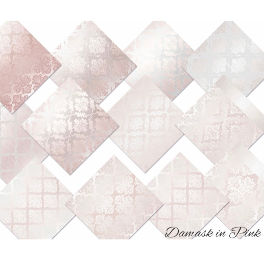 Damask in Pink 8x8 Inch Paper Pack (Double-sided)