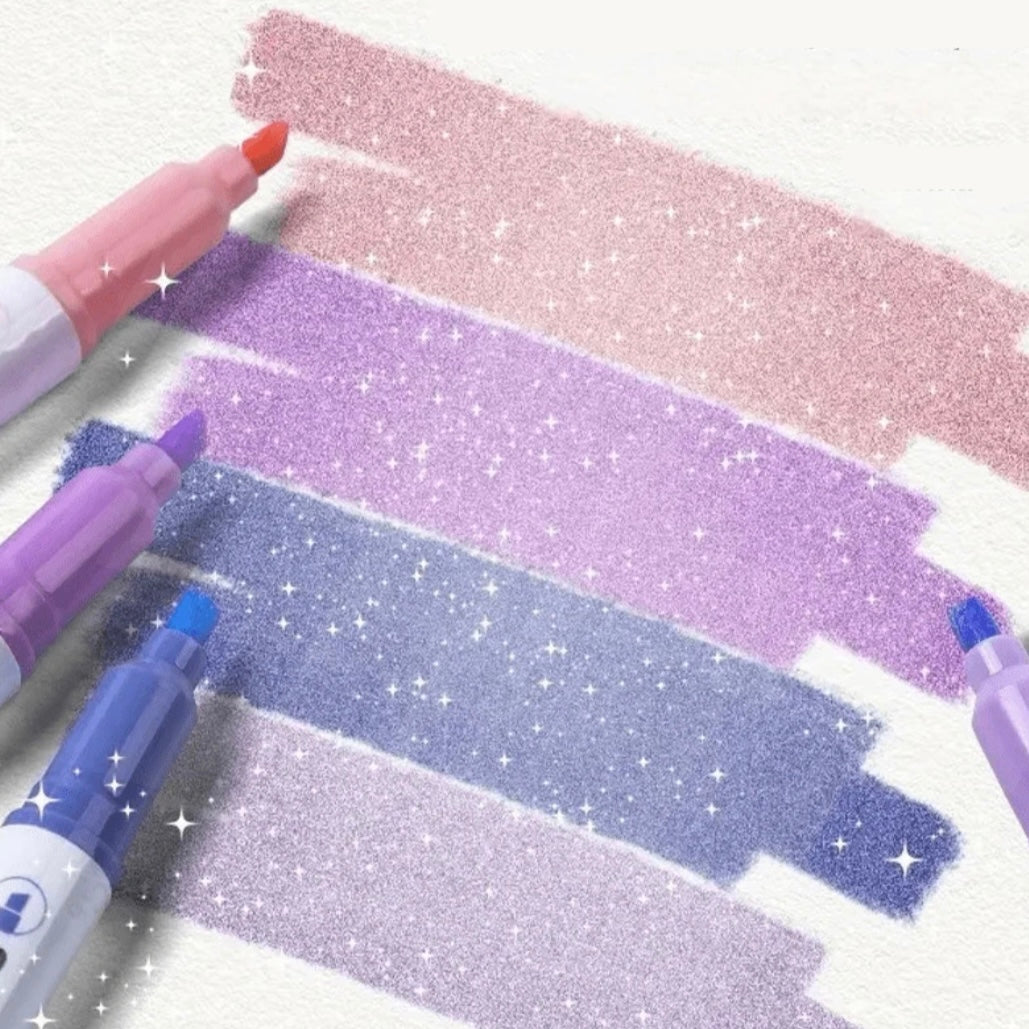 Glitter Highlighters - Pack of 12 - Different Colours - Journaling