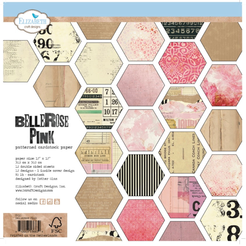 Bellrose Pink 12x12 Paper Pack - Elizabeth Craft Designs