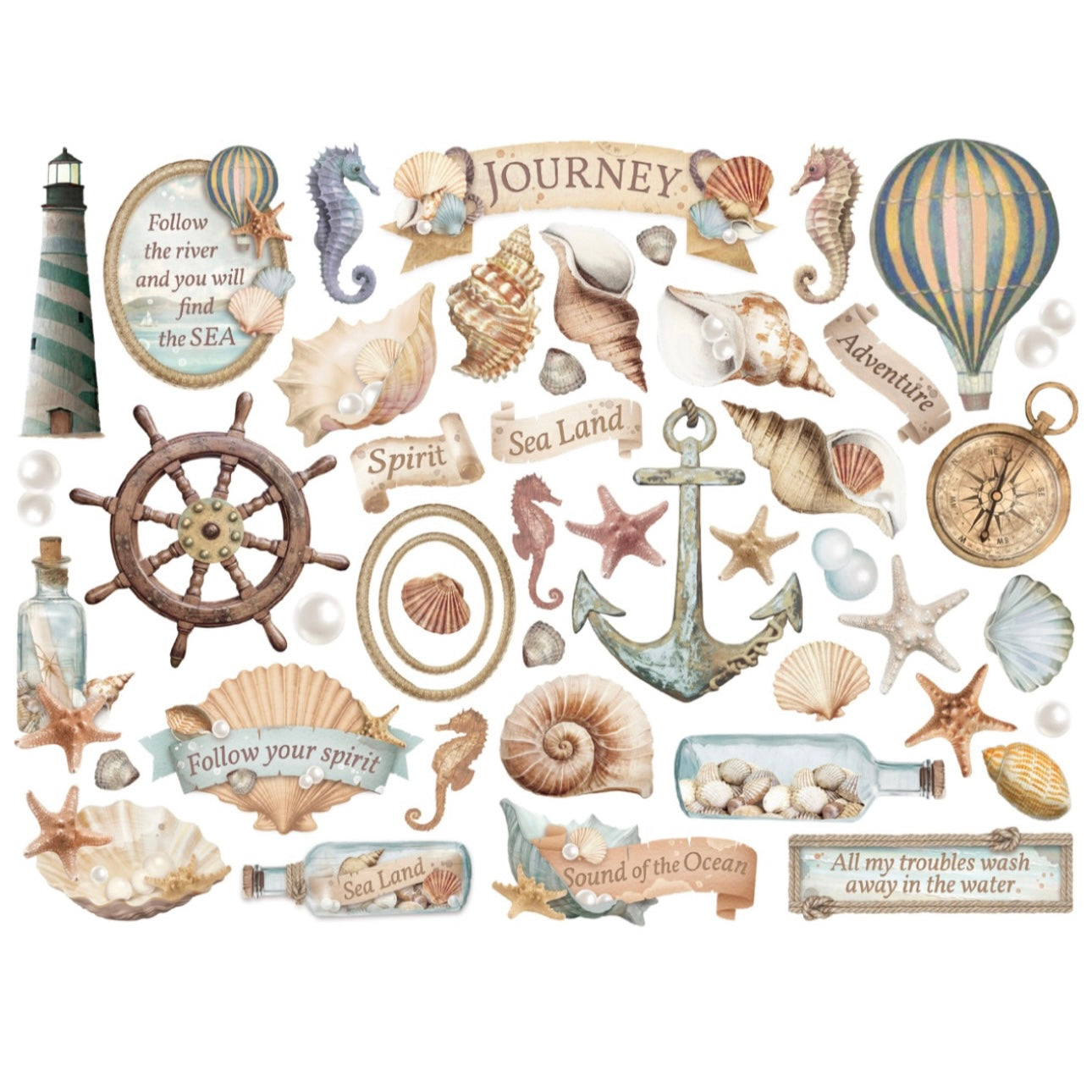 Sea Land Die Cuts Assorted (46pcs) - Stamperia