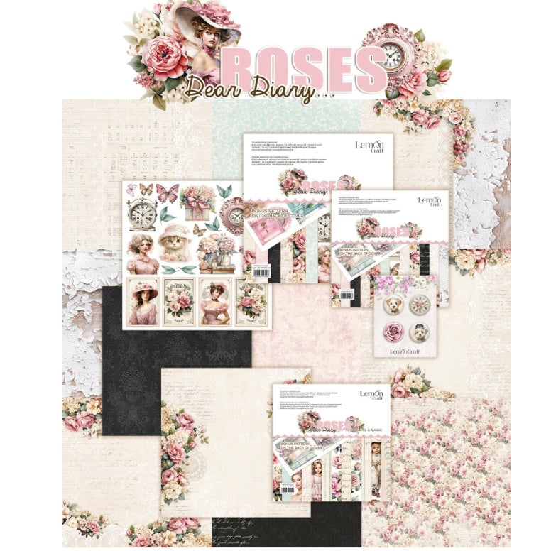 Dear Diary Roses Elements & Basics 8x8 Inch Paper Pad - Lemoncraft