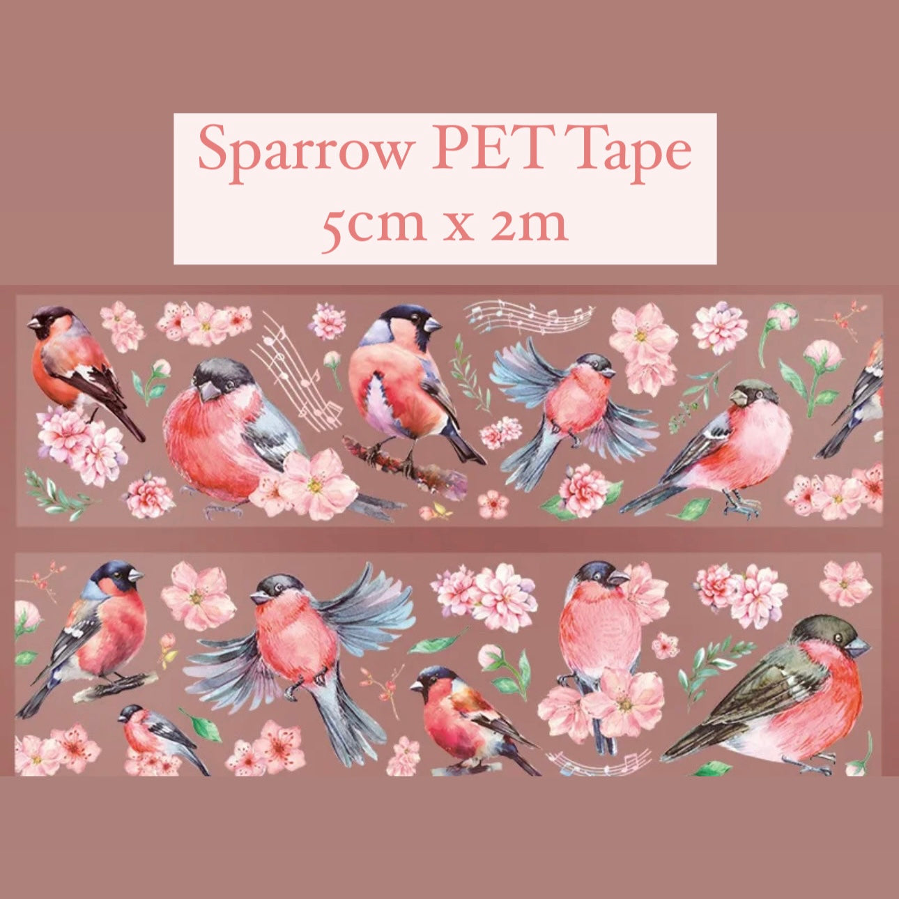 Songbird PET Tape - 5cm x 2m - Scrapbook & Journaling - 4 designs