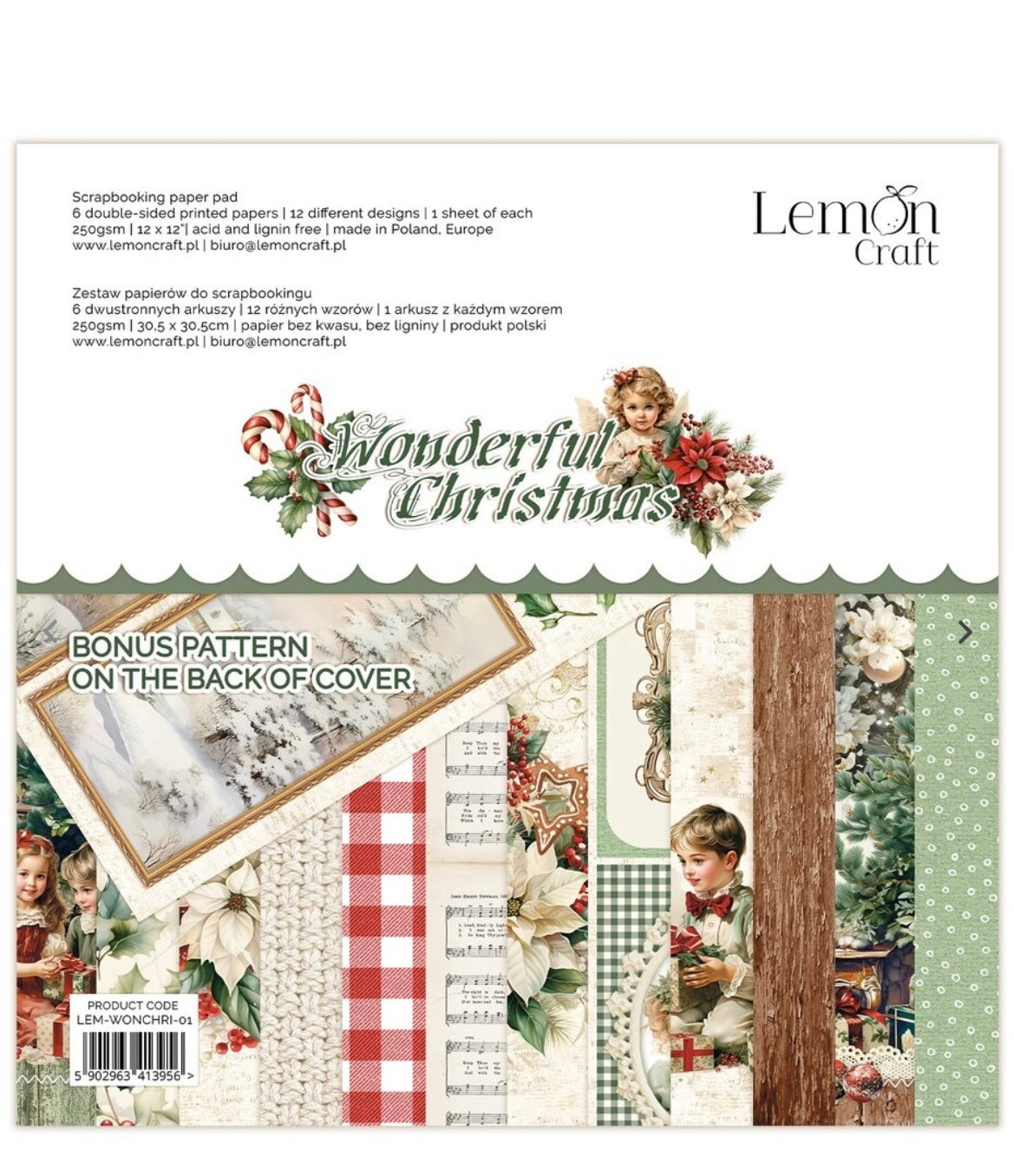 Wonderful Christmas 12x12 Inch Paper Pad - Lemoncraft