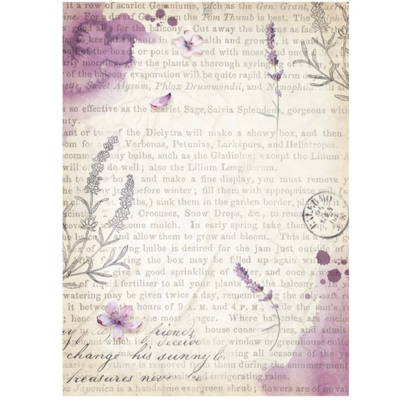 Stamperia - Lavender A6 Rice Paper Selection Backgrounds (8pcs)