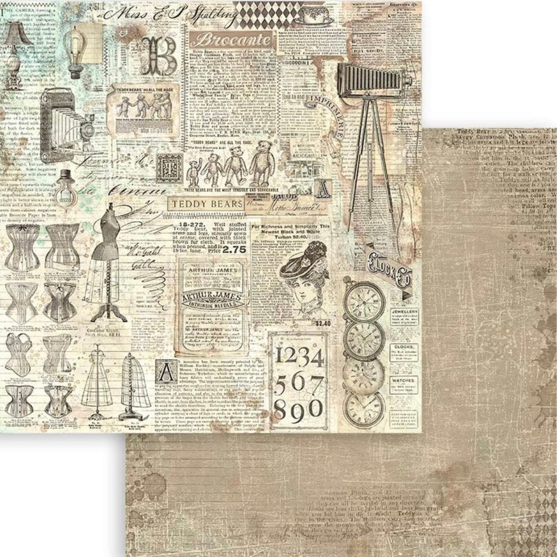 Brocante Antiques Maxi Background 12x12 Inch Paper Pack - Stamperia