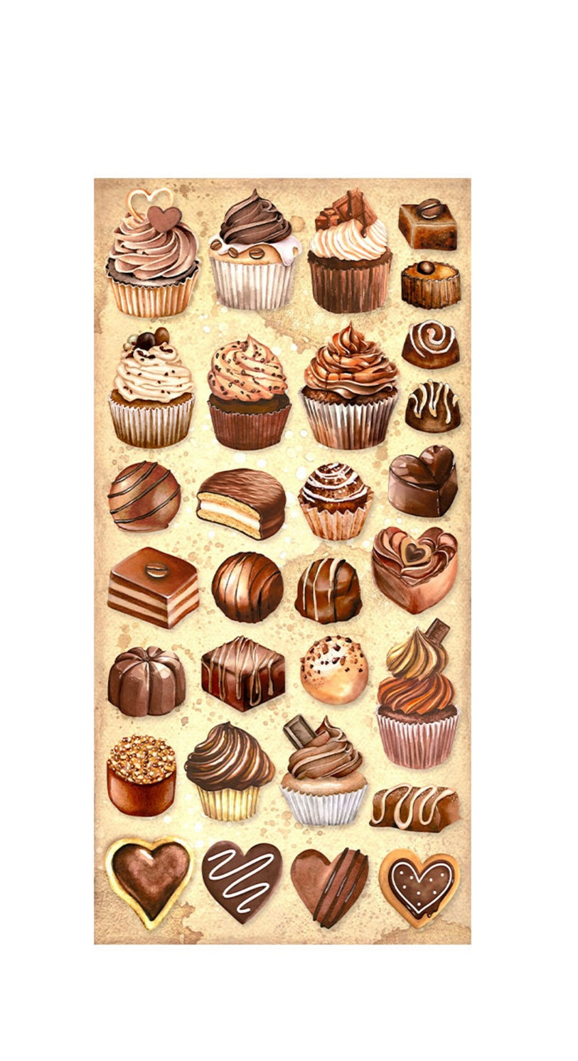 Coffee and Chocolate Collectables 6x12 Inch Paper Pad - Stamperia