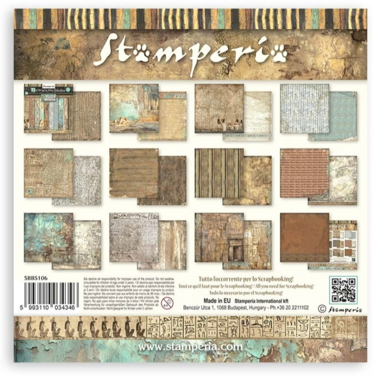 Land of Pharaohs Backgrounds 8x8 Inch Paper Pack - Stamperia