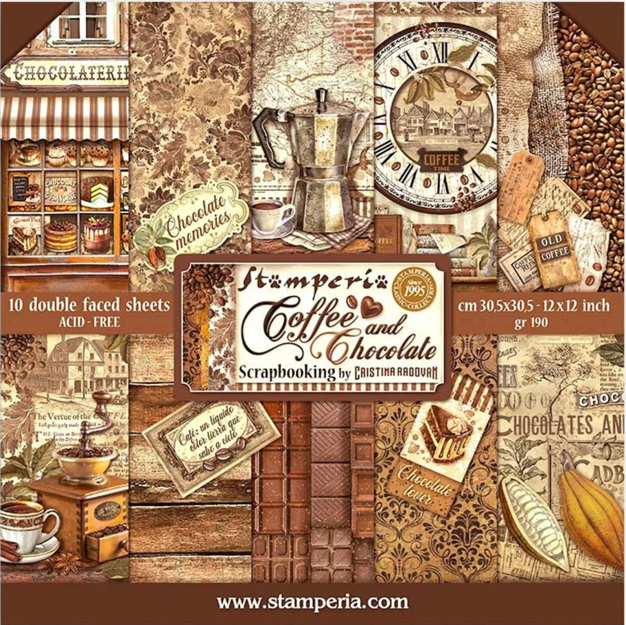 Coffee and Chocolate 12x12 Inch Paper Pack - Stamperia