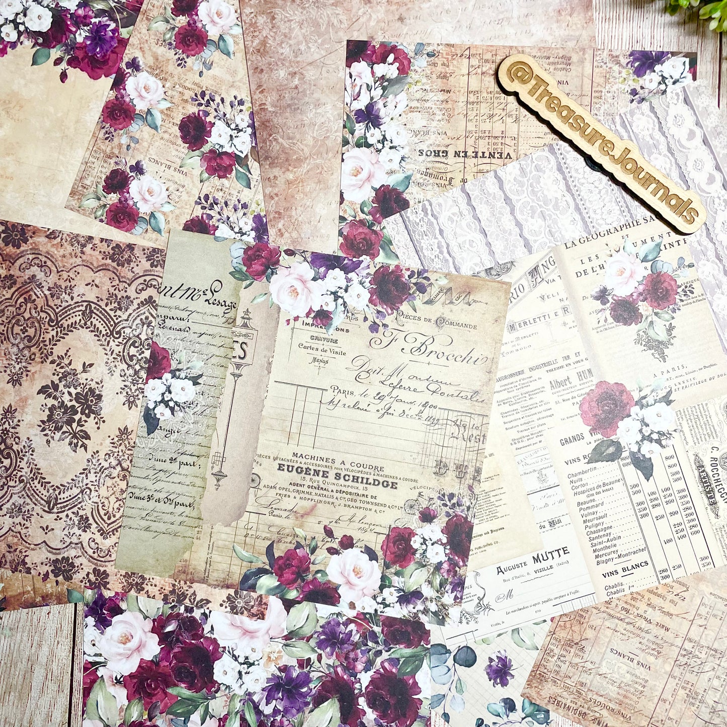 Dark Florals Ephemera 6x6 12pc Paper Pack