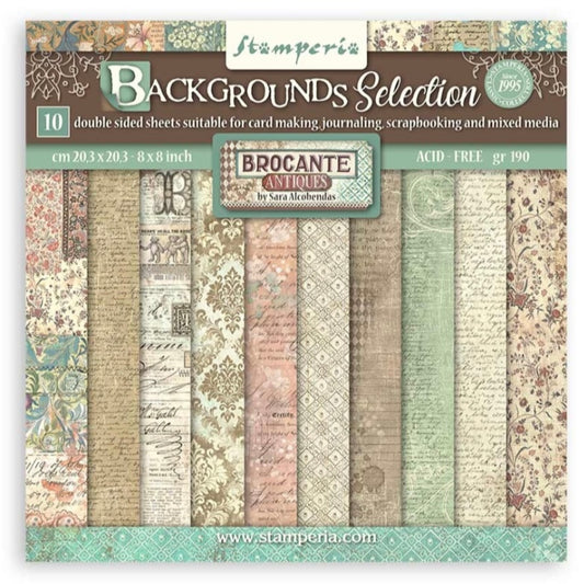 Brocante Antiques Maxi Background 8x8 Inch Paper Pack - Stamperia