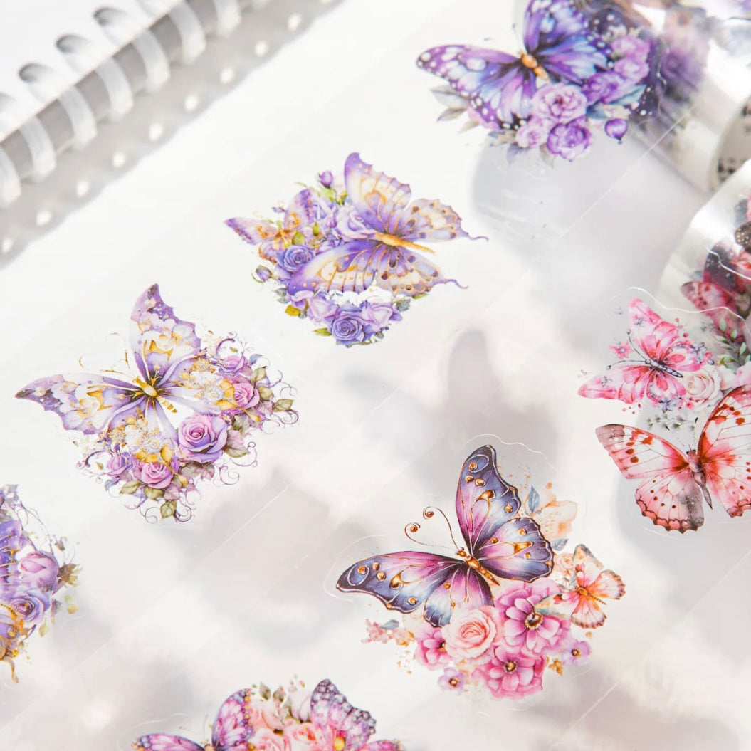 Floral Butterfly PET Tapes - 5cm x 2m - 6 options - Scrapbook & Journaling